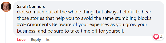 Sarah Connors sharing her positive experience with More Leverage AI visibility and credibility services