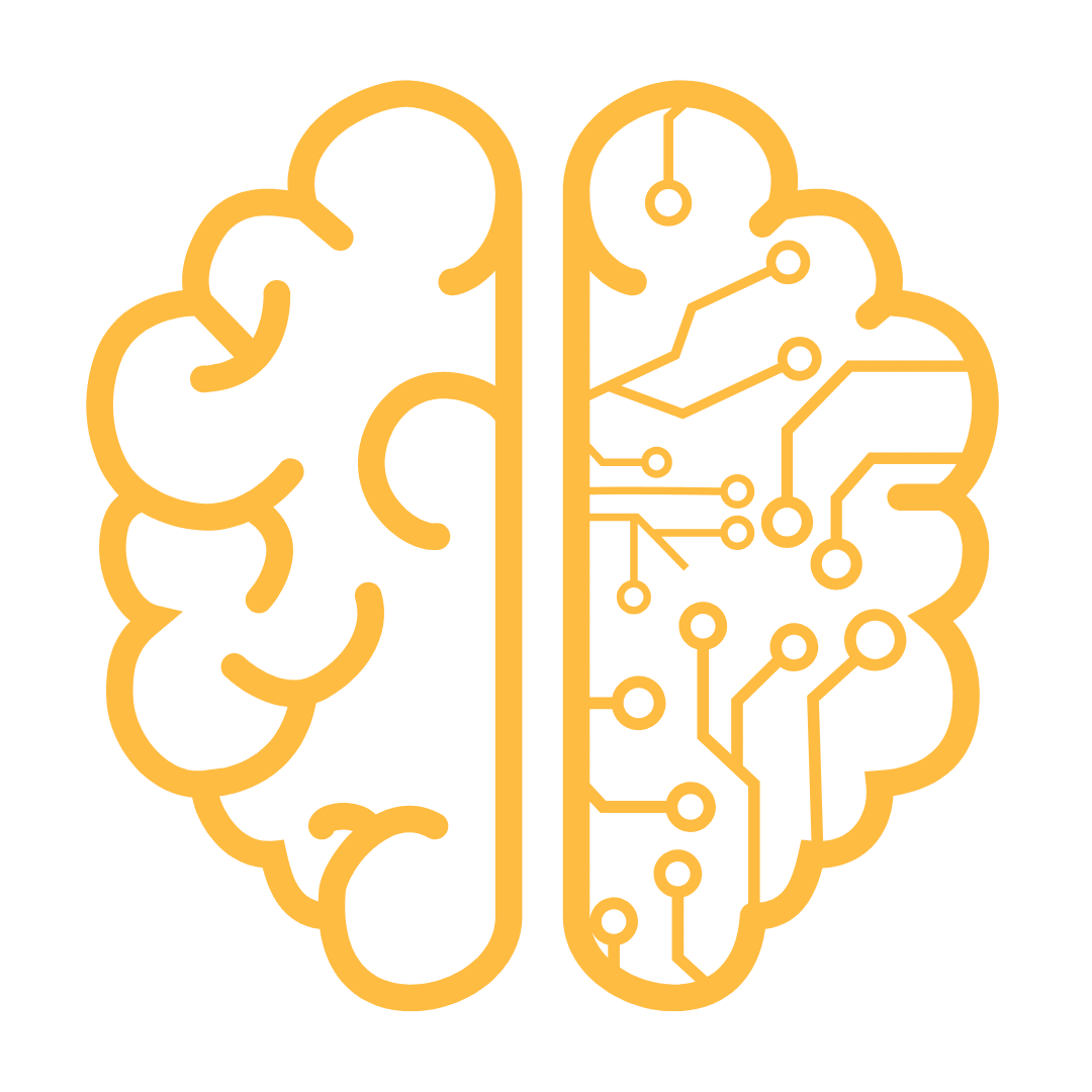 Icon of a brain with technology representing the new way of business growth using More Leverage AI services